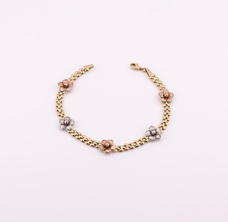 Pulso Flores 14k 6g 17cm